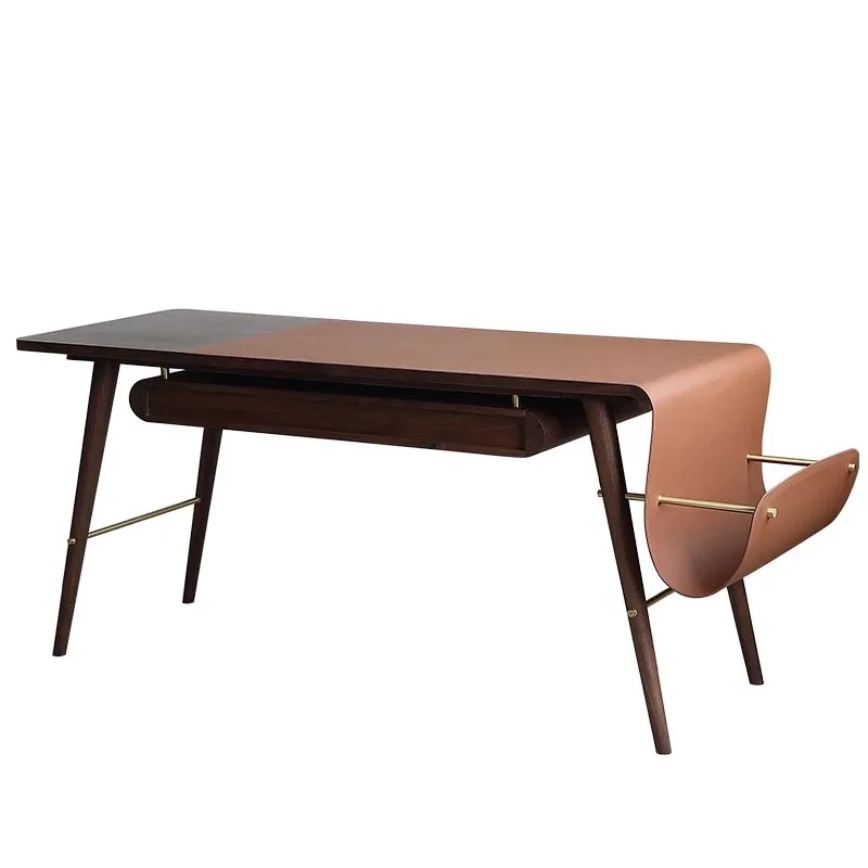 Y Italian minimalist office desk, computer desk, black walnut wood learning saddle leather writing desk, light luxury home use
Y Italian minimalist office desk, computer desk, black walnut wood learning saddle leather writing desk, light luxury home use