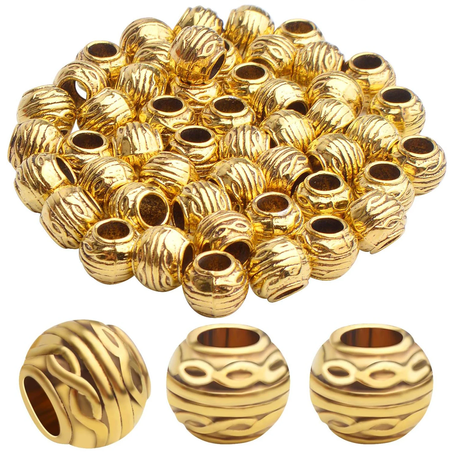 50pcs Large Hole Tibetan Antique Gold European Rondelle Spacer Beads Round Bead Spacers Jewelry Spacer Charms for DIY Jewelry
50pcs Large Hole Tibetan Antique Gold European Rondelle Spacer Beads Round Bead Spacers Jewelry Spacer Charms for DIY Jewelry