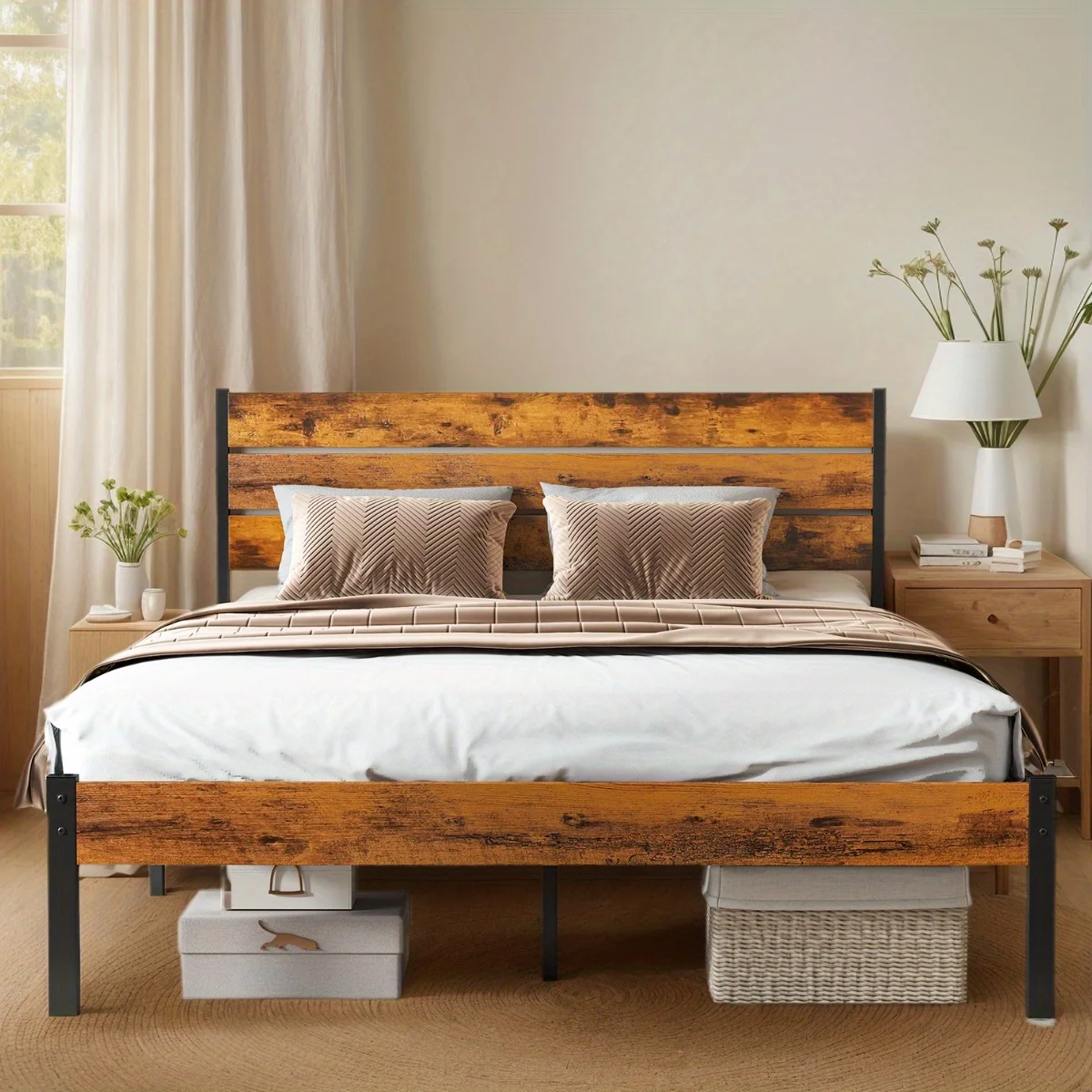 Modern All-Metal Bed Frame with Headboard And Footboard – Tool-Free Assembly, Underbed Storage, No Box Spring – Available in Queen, Full, And Twin Sizes
Modern All-Metal Bed Frame with Headboard And Footboard – Tool-Free Assembly, Underbed Storage, No Box Spring – Available in Queen, Full, And Twin Sizes