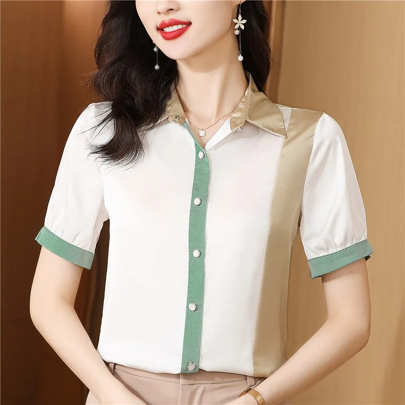 Women Clothing Short Sleeve Shirts Elegant Loose Fashion Soft Tops Summer Loose Spliced Chic Vintage Blouse Cardigan
Women Clothing Short Sleeve Shirts Elegant Loose Fashion Soft Tops Summer Loose Spliced Chic Vintage Blouse Cardigan