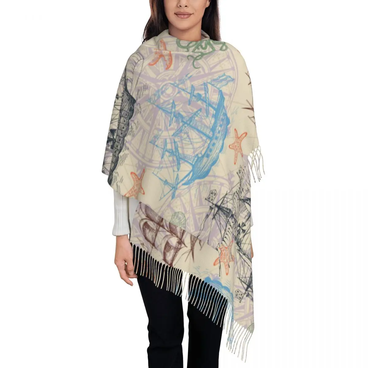 Personalized Printed Old Caravel Vintage Sailboat Sea Monster Monochrome Long Pile Fringe Men Scarf Women'S Anti Chill Scarf
Personalized Printed Old Caravel Vintage Sailboat Sea Monster Monochrome Long Pile Fringe Men Scarf Women'S Anti Chill Scarf