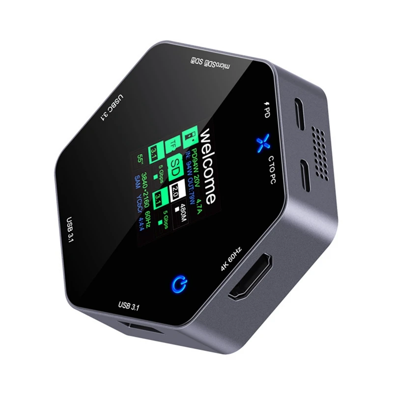 Eight In One Docking Station Type C Smart Display 4K 60HZ Multi Port Hub Splitter USB 3.1 TF SD Card Reader USB Extender
Eight In One Docking Station Type C Smart Display 4K 60HZ Multi Port Hub Splitter USB 3.1 TF SD Card Reader USB Extender