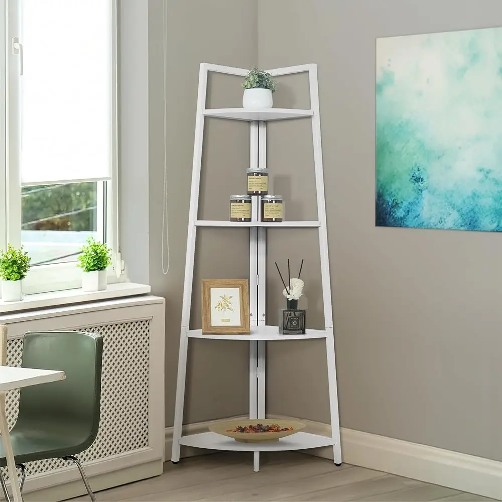 Tall Corner Shelf Stand, 4-Tier Display Shelves, Ladder Corner Wood Storage Plant Bookshelf With Metal Frame, Versatile
Tall Corner Shelf Stand, 4-Tier Display Shelves, Ladder Corner Wood Storage Plant Bookshelf With Metal Frame, Versatile