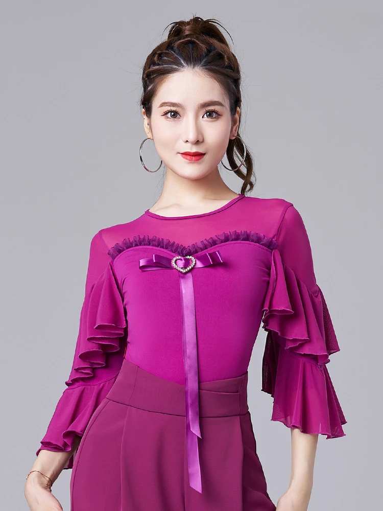 X2191 Lady Modern Dance Jumpsuit Latin Dance Ballroom Dancing Blouse Waltz Round Neck Lotus Leaf Jumpsuit
X2191 Lady Modern Dance Jumpsuit Latin Dance Ballroom Dancing Blouse Waltz Round Neck Lotus Leaf Jumpsuit