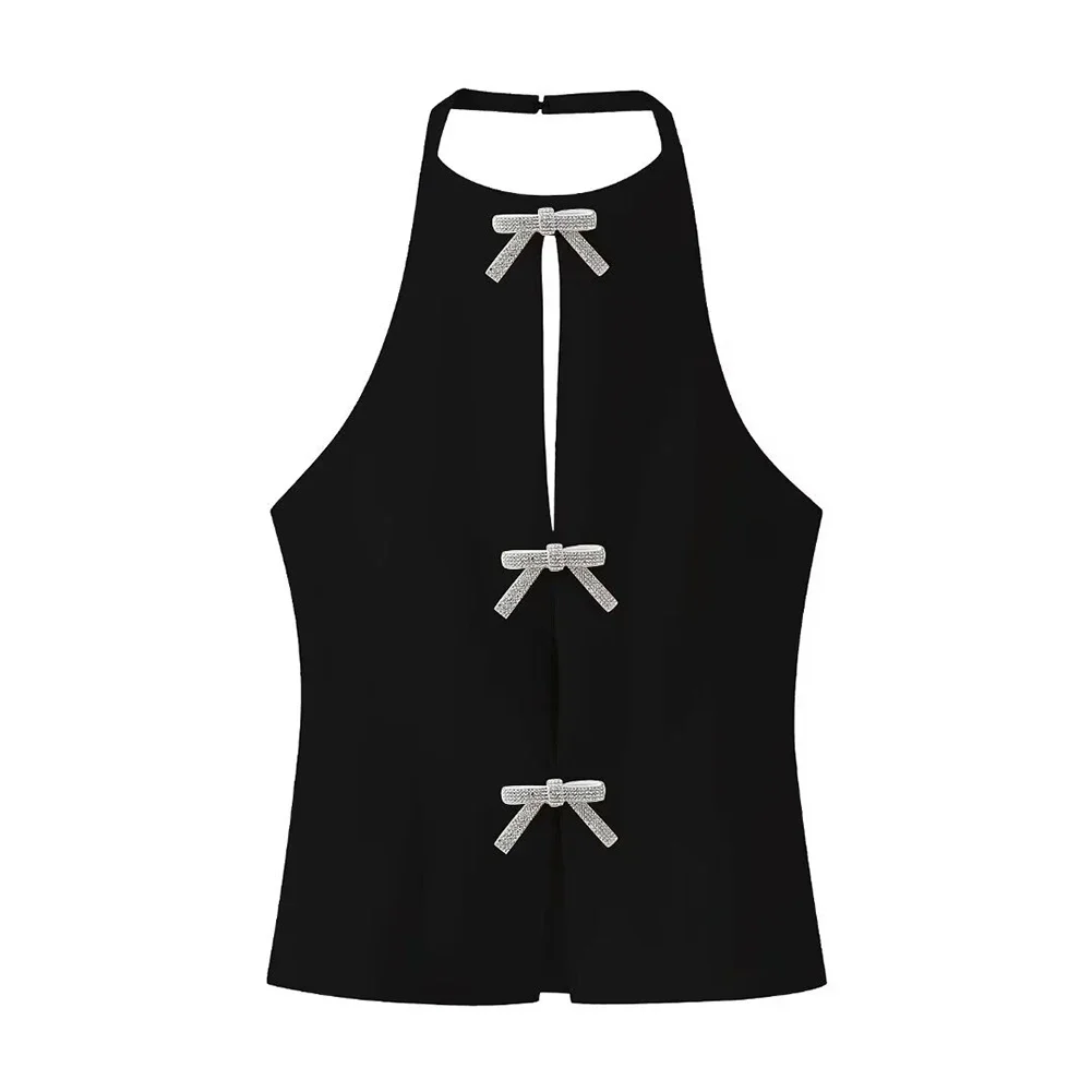 Fashion Sequin Bow Halter Vest For Women Summer Spring Sexy Backless Sleeveless Tops Female Hollow Out Lady Streetwear
Fashion Sequin Bow Halter Vest For Women Summer Spring Sexy Backless Sleeveless Tops Female Hollow Out Lady Streetwear