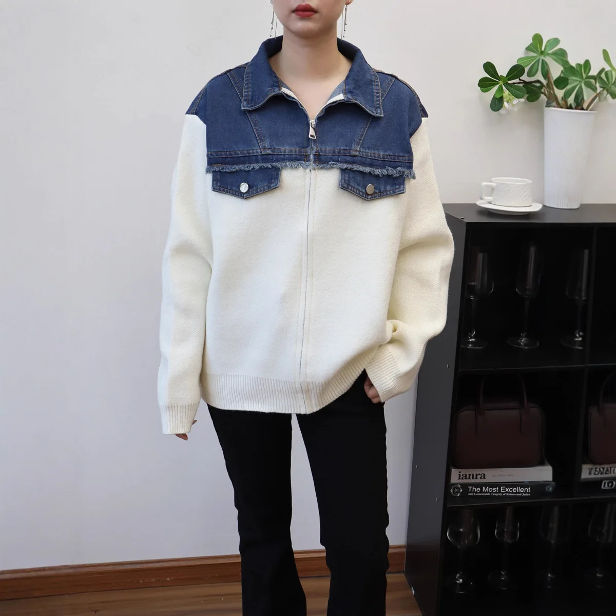 Корейский стиль, осенне-зимний новый модный женский повседневный модный джинсовый вязаный свитер, пальто, женские свободные кардиганы на молнии
Корейский стиль, осенне-зимний новый модный женский повседневный модный джинсовый вязаный свитер, пальто, женские свободные кардиганы на молнии