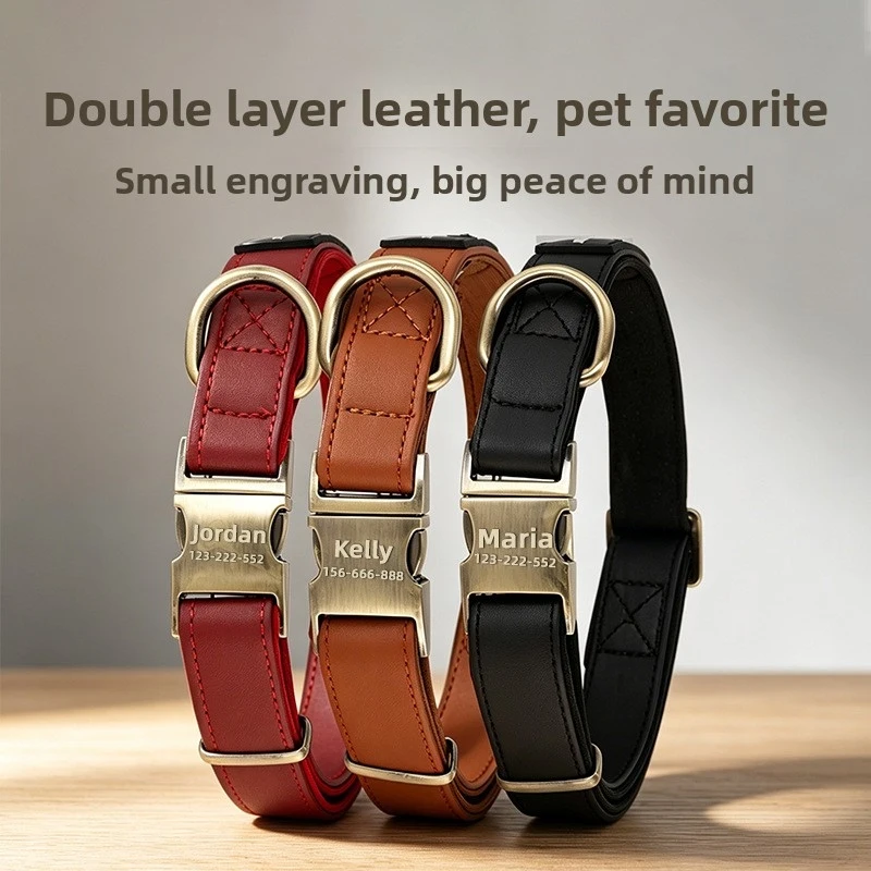 Free Custom Engraving Leather Dog Collar - Anti-Lost ID Tag with Name & Phone, for Small/Medium/Large Breeds
Free Custom Engraving Leather Dog Collar - Anti-Lost ID Tag with Name & Phone, for Small/Medium/Large Breeds