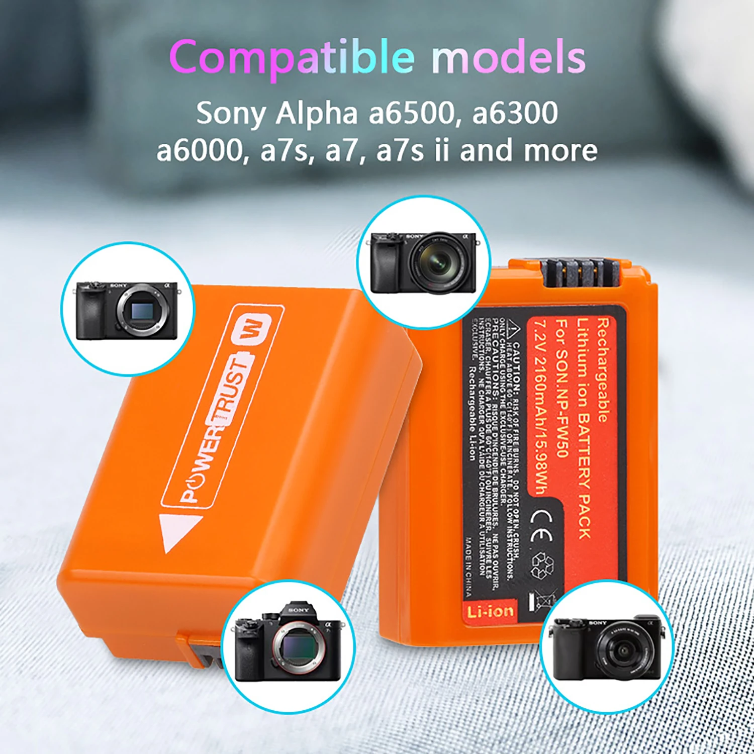 PowerTrust 2160mAh Orange NP-FW50 Bateria NPFW50 NP FW50 Battery for Sony Alpha A7 A7II A7SII A7S A7S2 A7R A7R2 A7RII A6000 6500
PowerTrust 2160mAh Orange NP-FW50 Bateria NPFW50 NP FW50 Battery for Sony Alpha A7 A7II A7SII A7S A7S2 A7R A7R2 A7RII A6000 6500