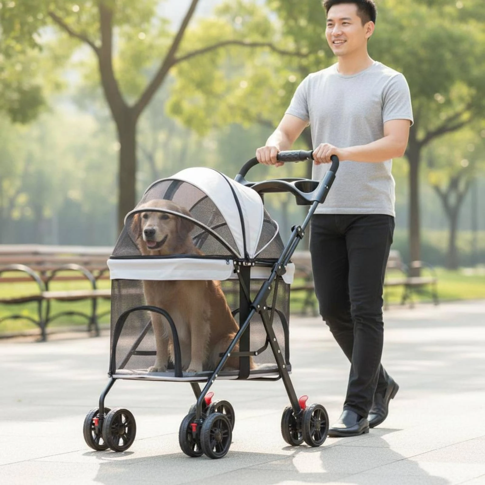 Multi-Purpose Pet Stroller Easy Fold Folding Pet Stroller Sturdy Frame Mesh Ventilation for Outdoor
Multi-Purpose Pet Stroller Easy Fold Folding Pet Stroller Sturdy Frame Mesh Ventilation for Outdoor