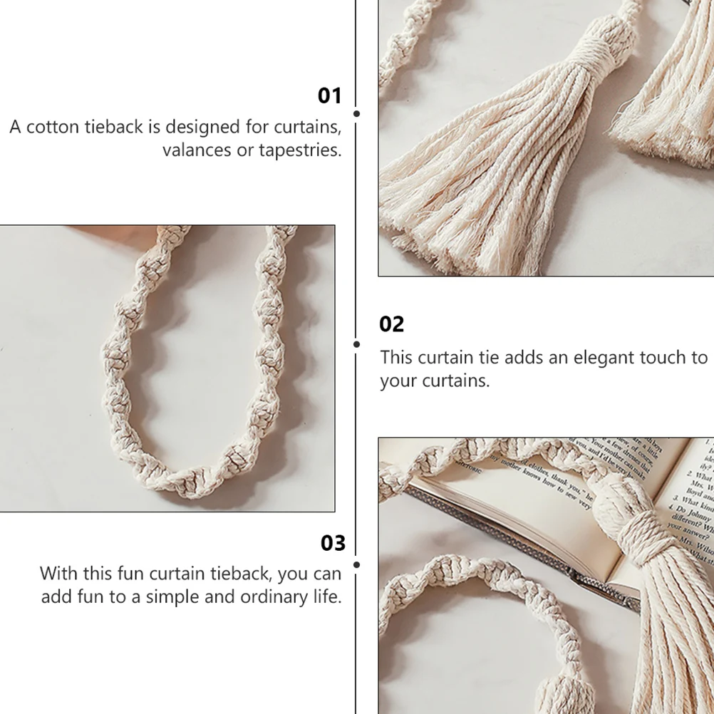 2 pcs Tassel Rope Decorative Tieback Cotton Holdback Straps Beige H woven Curtain Creative Tiebacks No Tools Required
2 pcs Tassel Rope Decorative Tieback Cotton Holdback Straps Beige H woven Curtain Creative Tiebacks No Tools Required