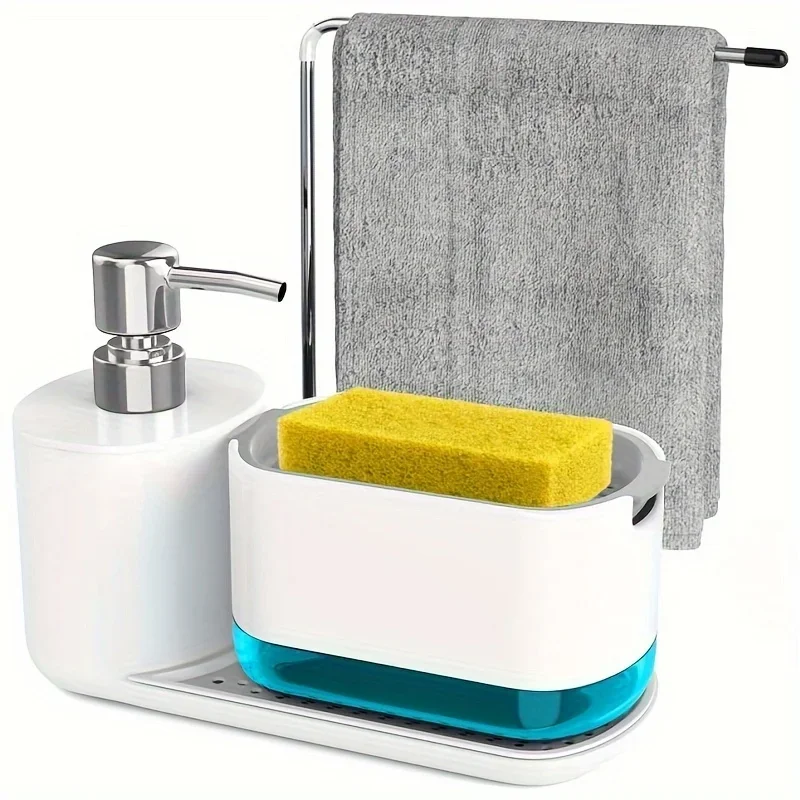 Hand and Dish Soap Dispenser Set 5-in-1 Organizer with Dual Soap Dispensers Sponge and Dishcloth Holders Tray
Hand and Dish Soap Dispenser Set 5-in-1 Organizer with Dual Soap Dispensers Sponge and Dishcloth Holders Tray