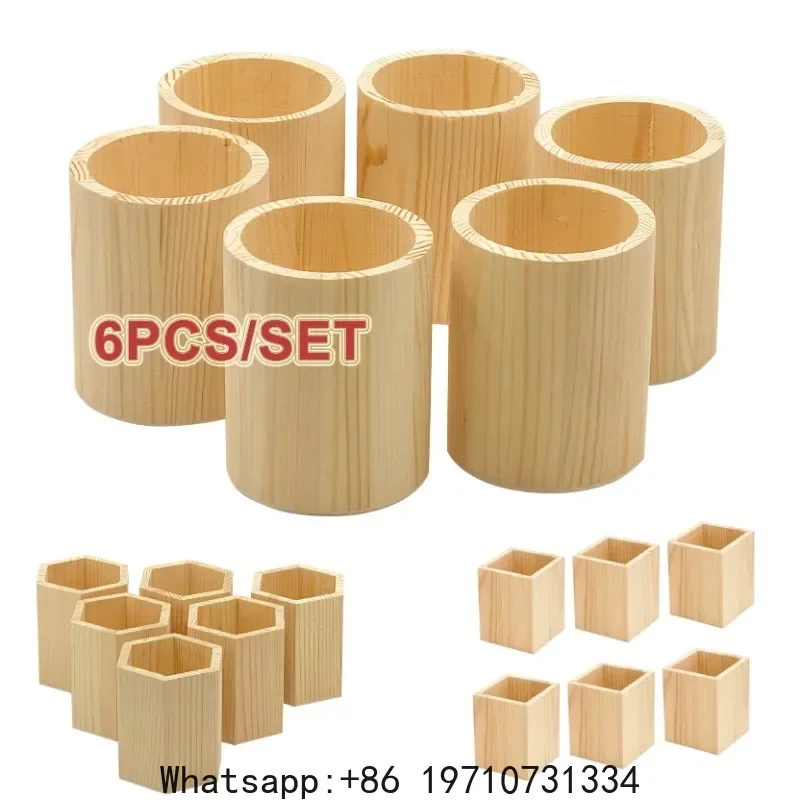 6PCS Wood Pen Holder Desk DIY Pencil Cup Makeup Brush Holder Desktop Organizer Storage Case Stationery for School Office Supply
6PCS Wood Pen Holder Desk DIY Pencil Cup Makeup Brush Holder Desktop Organizer Storage Case Stationery for School Office Supply