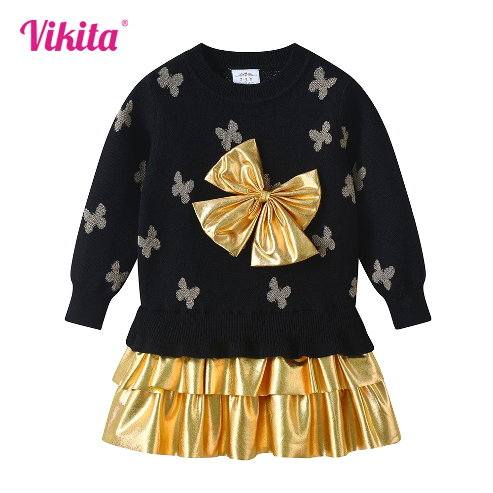 VIKITA Kids Christmas New Year Festival Dress Gift Girl Autumn Winter Thick Sweater Dress with BowKnot Kids Golden Dresses 3-10Y
VIKITA Kids Christmas New Year Festival Dress Gift Girl Autumn Winter Thick Sweater Dress with BowKnot Kids Golden Dresses 3-10Y