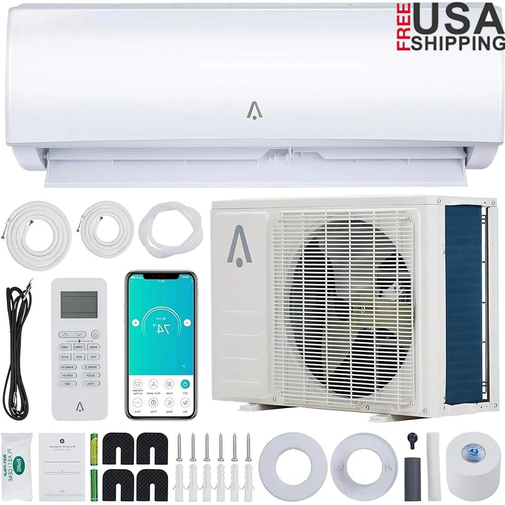 19 SEER2 9000 BTU Mini Split AC Heating System WiFi Ductless Air Conditioner Silent Operation Five Modes Home Garage RV
19 SEER2 9000 BTU Mini Split AC Heating System WiFi Ductless Air Conditioner Silent Operation Five Modes Home Garage RV