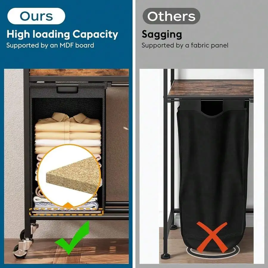 Elegant 3-Section Rolling Laundry Hamper With Removable Bags & Storage Drawers
Elegant 3-Section Rolling Laundry Hamper With Removable Bags & Storage Drawers