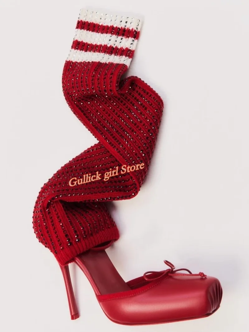 Red Knit Square Toe Boots Cut Out Stiletto Thin High Heel Elastic Fabric Runway 2026 Summer Women Boots Handmade Hot Sale Shoes
Red Knit Square Toe Boots Cut Out Stiletto Thin High Heel Elastic Fabric Runway 2026 Summer Women Boots Handmade Hot Sale Shoes