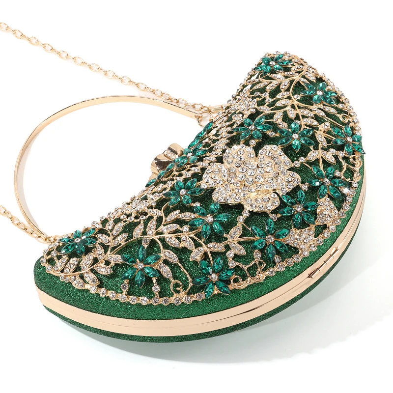 Retro Boutique Handbags for Women Vintage Moon Shaped Rhinestone Evening Bags Formal Party Hollow Out Green Clutch Bags
Retro Boutique Handbags for Women Vintage Moon Shaped Rhinestone Evening Bags Formal Party Hollow Out Green Clutch Bags
