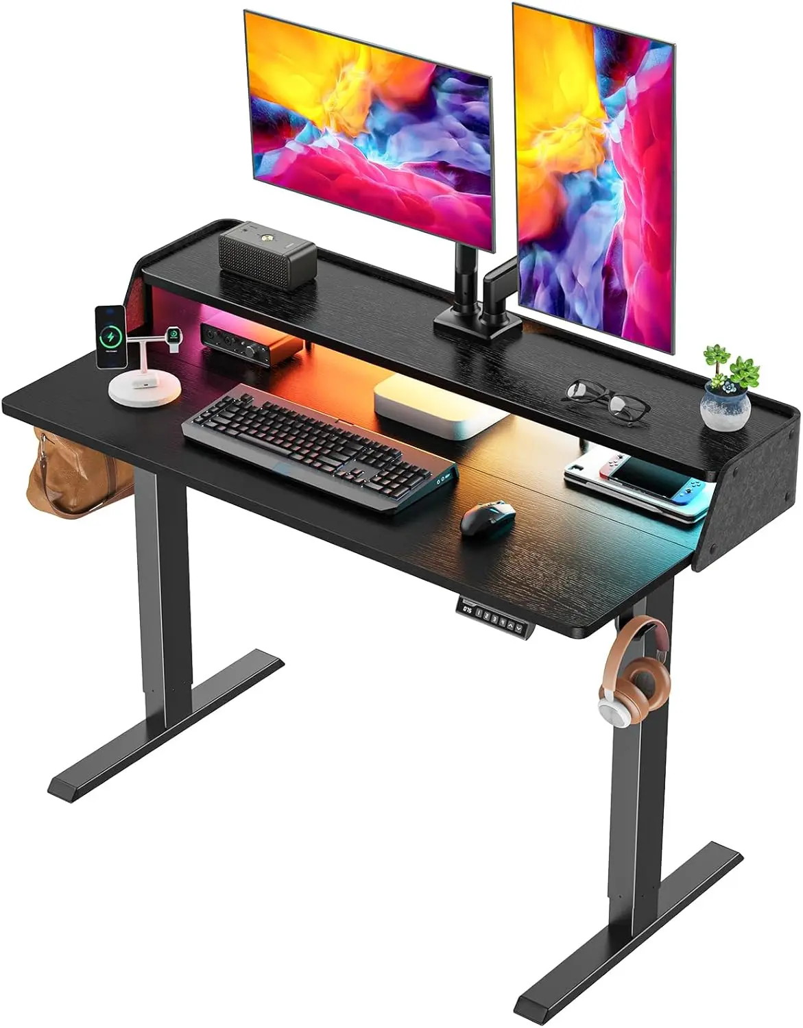 Стоячий стол со светодиодной лентой, игровой стол RGB с электрической регулировкой по высоте 48 x 24 дюйма и полкой, стол с двойной подставкой для сидения
Стоячий стол со светодиодной лентой, игровой стол RGB с электрической регулировкой по высоте 48 x 24 дюйма и полкой, стол с двойной подставкой для сидения