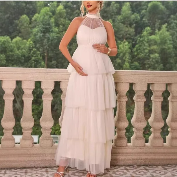 Elegant Evening Dress Solid Mesh Cascading Ruffle Maternity Dress O Neck Sleeveless Photography Props Dresses Pregnant Dress
Elegant Evening Dress Solid Mesh Cascading Ruffle Maternity Dress O Neck Sleeveless Photography Props Dresses Pregnant Dress