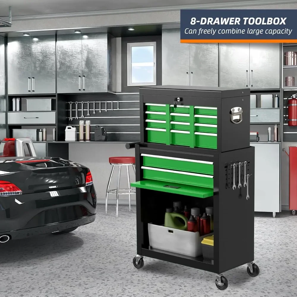 8-Drawer Rolling Tool Box, Lockable Rolling Tool Chest with Wheels and Drawers, 2 in 1 Large Capacity Storage Tool Cabinet
8-Drawer Rolling Tool Box, Lockable Rolling Tool Chest with Wheels and Drawers, 2 in 1 Large Capacity Storage Tool Cabinet