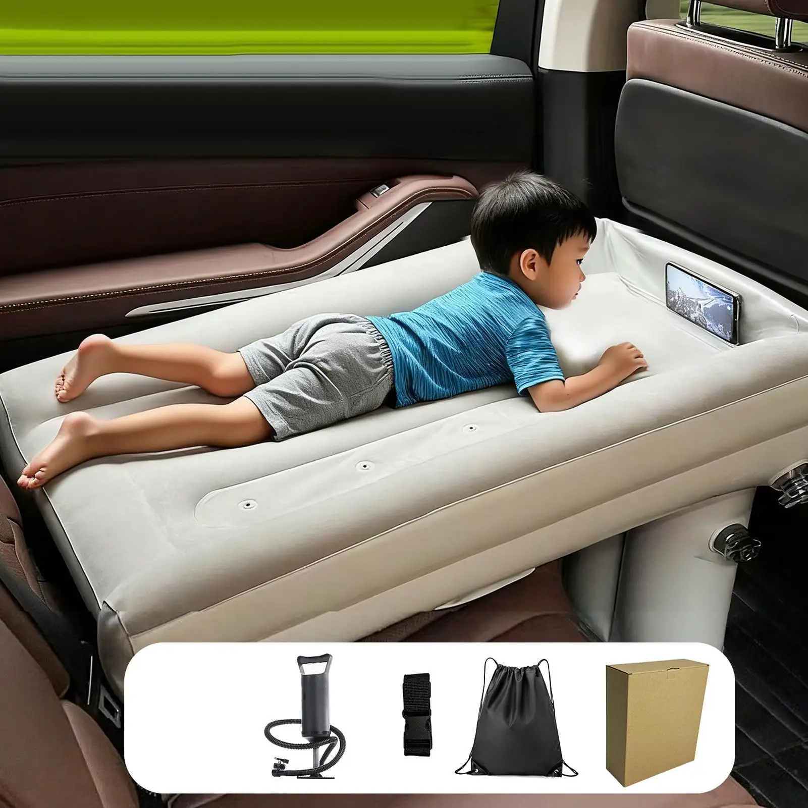 Детский автомобильный надувной матрас, надувная кровать на заднем сиденье с воздушным насосом, утолщенная дорожная кровать для внедорожника, фургона, детский сон для малышей
Детский автомобильный надувной матрас, надувная кровать на заднем сиденье с воздушным насосом, утолщенная дорожная кровать для внедорожника, фургона, детский сон для малышей