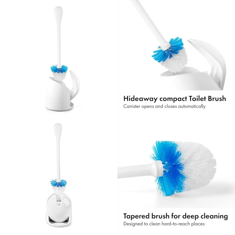 Compact Toilet Brush & Canister, Toilet Bowl Brush and Holder with Automatic Canister Door, Bathroom and Small Spaces Cleaning Supplies Essential
Compact Toilet Brush & Canister, Toilet Bowl Brush and Holder with Automatic Canister Door, Bathroom and Small Spaces Cleaning Supplies Essential