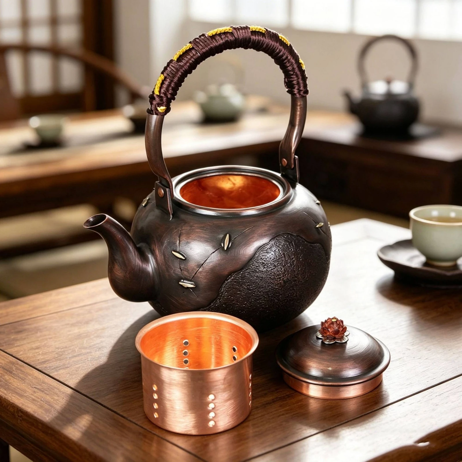 Copper Kettle Dark Bronze Kettle with Wrapped Handle Induction-Compatible Easy Pouring for Tea Lovers, Kitchen
Copper Kettle Dark Bronze Kettle with Wrapped Handle Induction-Compatible Easy Pouring for Tea Lovers, Kitchen