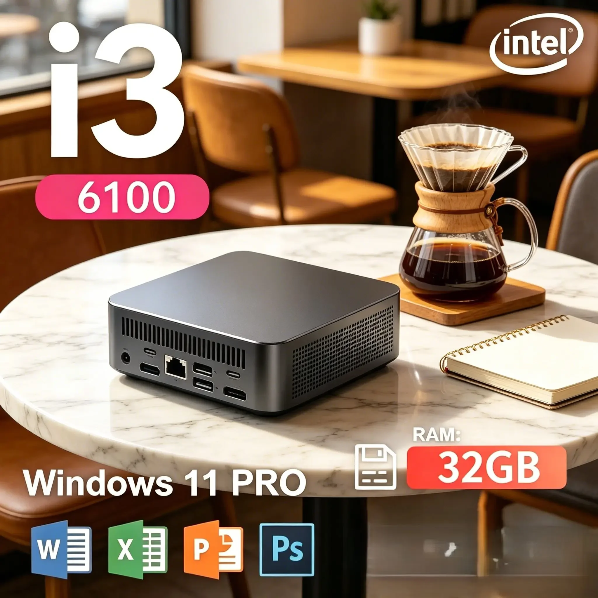 2026 Brand New Mini PC Intel Core I3‑6100, Windows 11 Pro, 32GB RAM, Optional 1TB/2TB SSD, WiFi 6 & Bluetooth 5.2, 4K HD Output
2026 Brand New Mini PC Intel Core I3‑6100, Windows 11 Pro, 32GB RAM, Optional 1TB/2TB SSD, WiFi 6 & Bluetooth 5.2, 4K HD Output