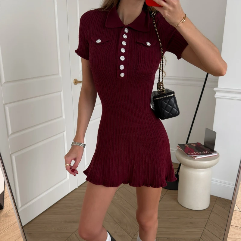 Tsiisd Ribbed Knit Mini Dress For Women Buttons Ruffled Slim Elegant High Waist Patchwork Party Evening Dress Female Dress 2026
Tsiisd Ribbed Knit Mini Dress For Women Buttons Ruffled Slim Elegant High Waist Patchwork Party Evening Dress Female Dress 2026
