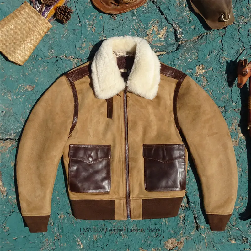 Men Vintage A2 Flight Genuine Leather Jacket Australian Imported Suede Unfinished Natural Sheepskin Shearling Leather Coat
Men Vintage A2 Flight Genuine Leather Jacket Australian Imported Suede Unfinished Natural Sheepskin Shearling Leather Coat