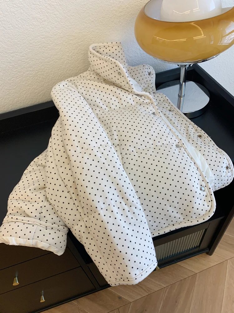 Retro Korean Sle Stand Collar ort Cotton Jaet Women's Spring Autumn Sweet Polka Dot Print Casual Ele Outerwear
Retro Korean Sle Stand Collar ort Cotton Jaet Women's Spring Autumn Sweet Polka Dot Print Casual Ele Outerwear