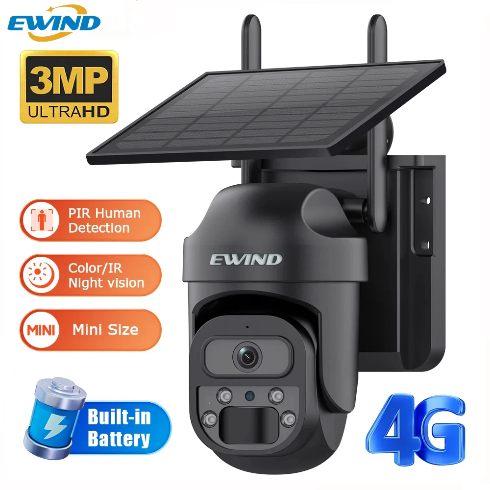 EWIND 3MP 4G Solar Outdoor Camera WIFI Wireless PIR Human Detection Night Vision Waterproof Security Video IP PTZ Camara 
EWIND 3MP 4G Solar Outdoor Camera WIFI Wireless PIR Human Detection Night Vision Waterproof Security Video IP PTZ Camara