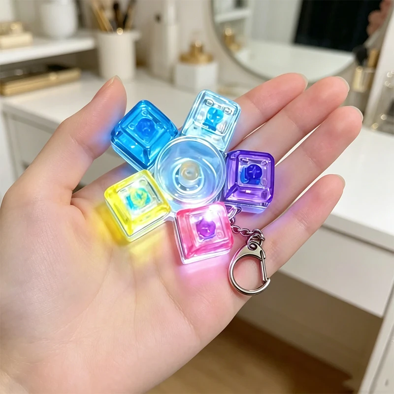 Transparent Fidget Keyboard Keychain Spinner, Keyboard with Lights Clicker Fidget Stress Relief Keyboard,Creative Finger Top Toy
Transparent Fidget Keyboard Keychain Spinner, Keyboard with Lights Clicker Fidget Stress Relief Keyboard,Creative Finger Top Toy