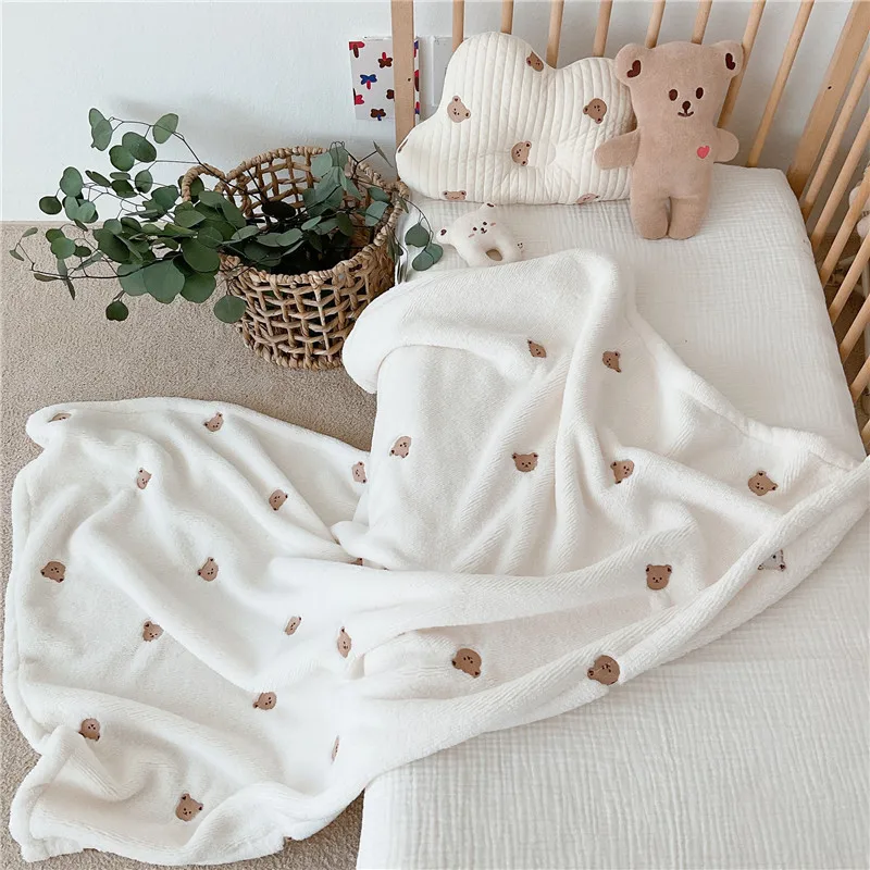 Baby Bear Olive Embroidery Blankets Soft Thick Coral Fleece Cartoon Cute Newborn Cover Blanket For Bed Sofa Swaddle Wrap
Baby Bear Olive Embroidery Blankets Soft Thick Coral Fleece Cartoon Cute Newborn Cover Blanket For Bed Sofa Swaddle Wrap