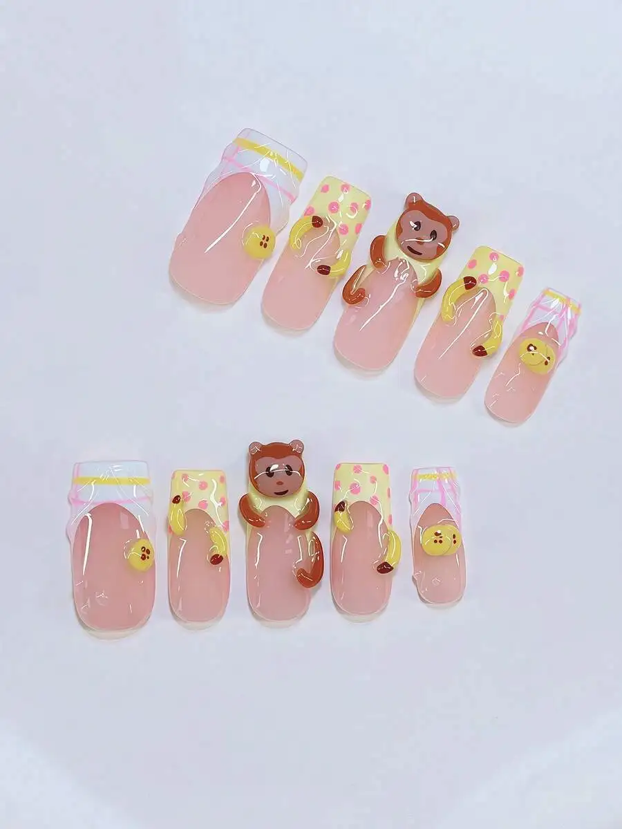 10Pcs Y2K Nails Pipe-Shaped Press On Nails Set - Handcrafted, Yellow Nails, Yellow French Tip Style, Hand Drawn Yellow And Pink
10Pcs Y2K Nails Pipe-Shaped Press On Nails Set - Handcrafted, Yellow Nails, Yellow French Tip Style, Hand Drawn Yellow And Pink