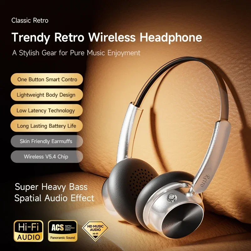 Беспроводные наушники HOMEFISH SY-R1 Retro: легкие (95 г), полноразмерные, с Hi-Fi звуком, 5 часов работы, шумоподавление, микрофон
Беспроводные наушники HOMEFISH SY-R1 Retro: легкие (95 г), полноразмерные, с Hi-Fi звуком, 5 часов работы, шумоподавление, микрофон