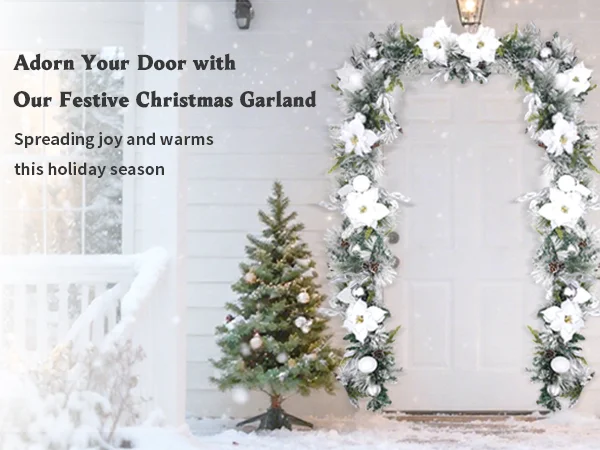 9ft Battery-Powered LED Garland for Stairs & Door Pre-Lit with White Flowers, Balls, and Pine Cones
9ft Battery-Powered LED Garland for Stairs & Door Pre-Lit with White Flowers, Balls, and Pine Cones