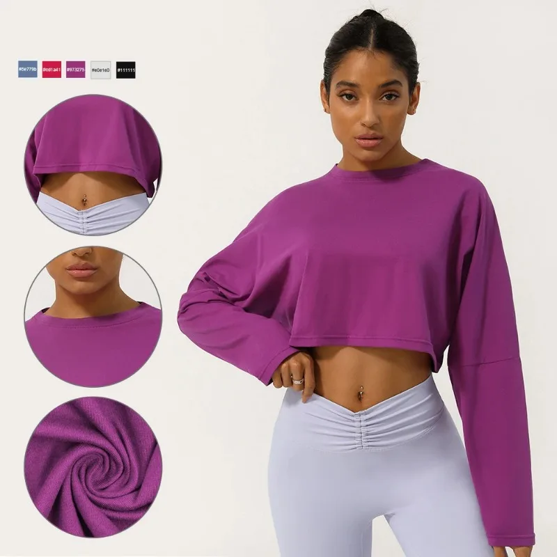 Women Long Sleeve Fitness Crop Top Soft Soild Color Workout T-Shirt Loose Running Yoga Shirt
Women Long Sleeve Fitness Crop Top Soft Soild Color Workout T-Shirt Loose Running Yoga Shirt