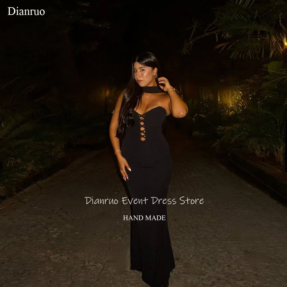 Dianruo Sexy Mermaid Evening Dress Black Sweetheart Satin Prom Gowns Sleeveless Cut Out Lace Up Wedding Party Dress Customized
Dianruo Sexy Mermaid Evening Dress Black Sweetheart Satin Prom Gowns Sleeveless Cut Out Lace Up Wedding Party Dress Customized