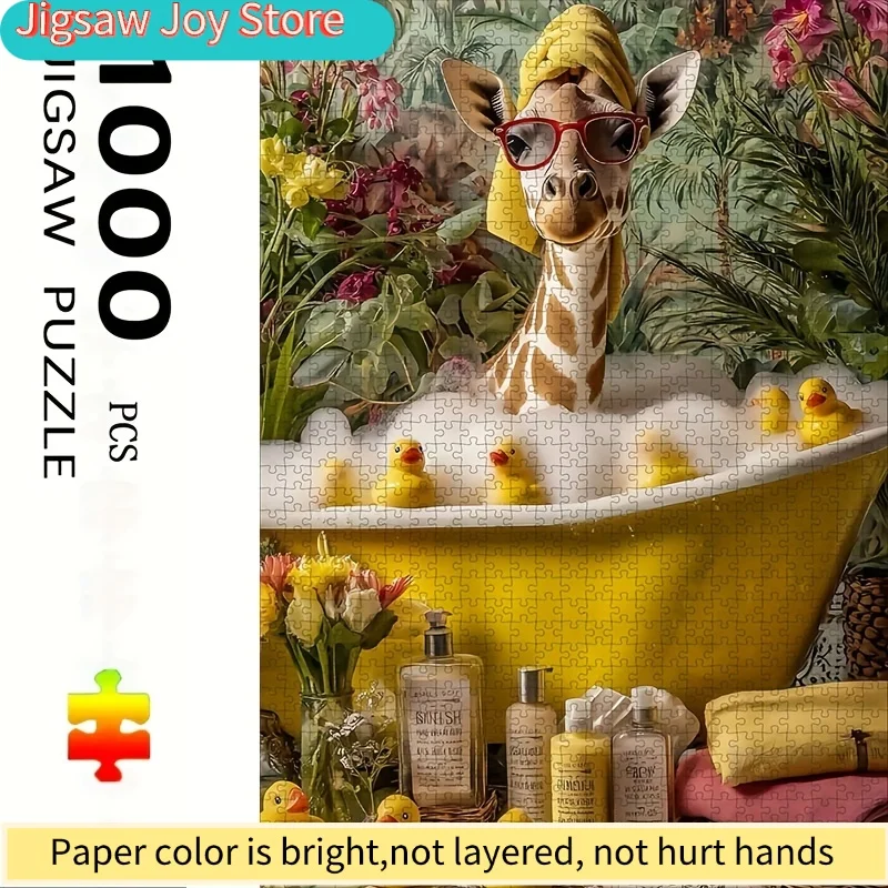 Large Giraffe Bubble Bath Puzzle - with Yellow Bathtub, Ducks and Floral Bathroom Decor - Perfect for and Family Challenges -
Large Giraffe Bubble Bath Puzzle - with Yellow Bathtub, Ducks and Floral Bathroom Decor - Perfect for and Family Challenges -