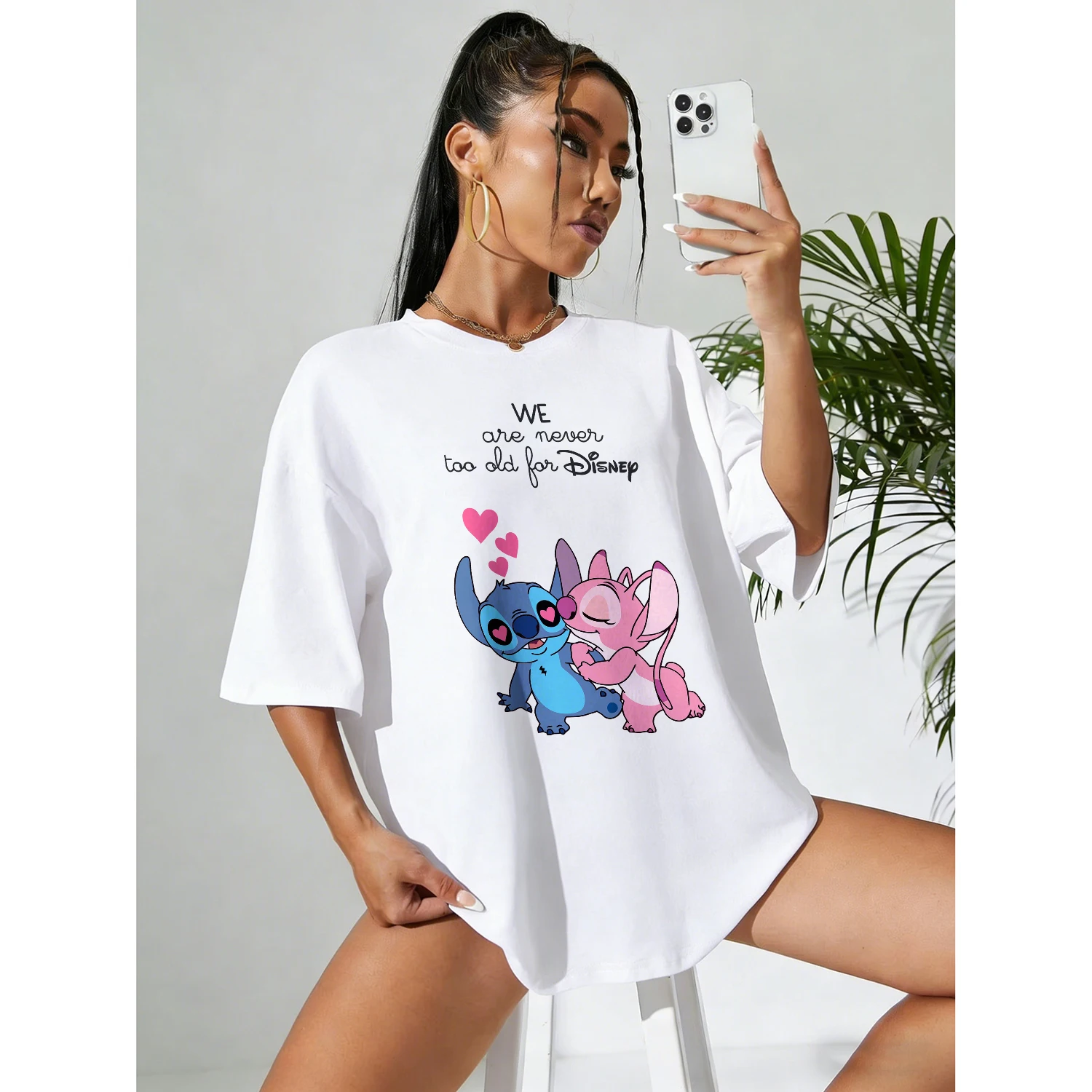 Летняя футболка Disney Star Baby Stitch + Angie Sweet CP Wind из 100% хлопка с принтом, повседневный дышащий быстросохнущий топ для мужчин и женщин
Летняя футболка Disney Star Baby Stitch + Angie Sweet CP Wind из 100% хлопка с принтом, повседневный дышащий быстросохнущий топ для мужчин и женщин