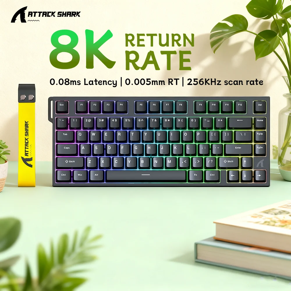 ATTACK SHARK R82 HE 75% Magnetic Keyboard 8000Hz 0.005mm Rapid Trigger 0.08ms Latency RGB Wired Gaming Keyboard 82 keys PBT
ATTACK SHARK R82 HE 75% Magnetic Keyboard 8000Hz 0.005mm Rapid Trigger 0.08ms Latency RGB Wired Gaming Keyboard 82 keys PBT