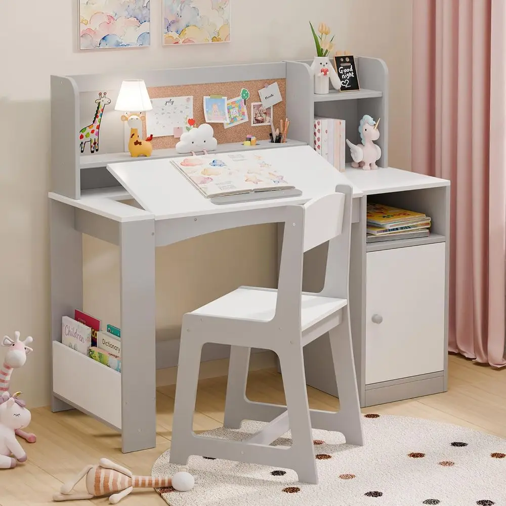 Children's Study Desk and Chair Set, Wooden with Storage and Hutch, Art Table for Boys & Girls
Children's Study Desk and Chair Set, Wooden with Storage and Hutch, Art Table for Boys & Girls