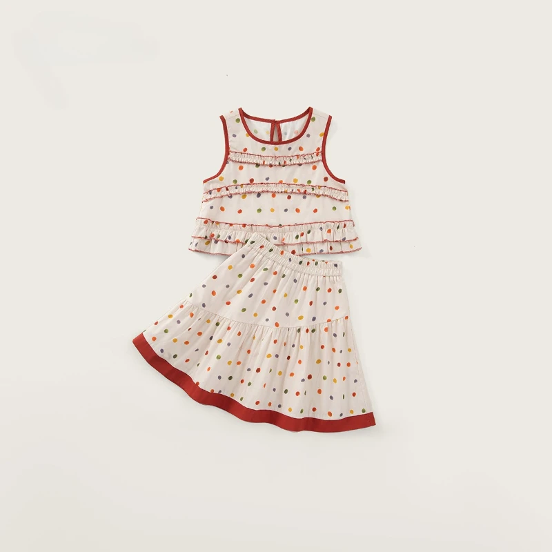 2026 Summer Hot Selling Round Neck Rainbow Polka Dot Design Top and Skirt Two-piece Set for Children
2026 Summer Hot Selling Round Neck Rainbow Polka Dot Design Top and Skirt Two-piece Set for Children
