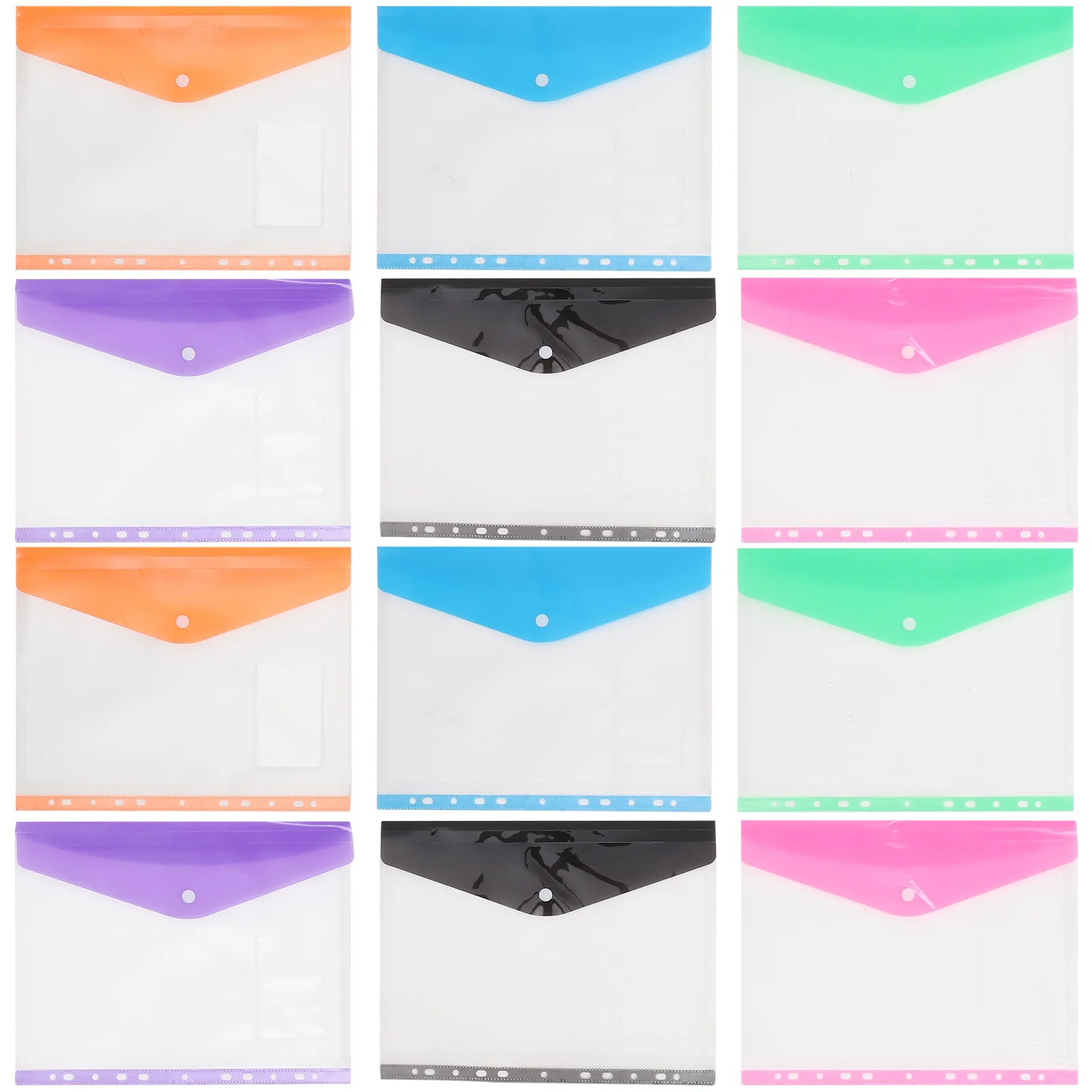 12Pcs Document Bags Transparent File Organizer Pouches Wear Resistant PP Office File Storage Portable Snap Button
12Pcs Document Bags Transparent File Organizer Pouches Wear Resistant PP Office File Storage Portable Snap Button