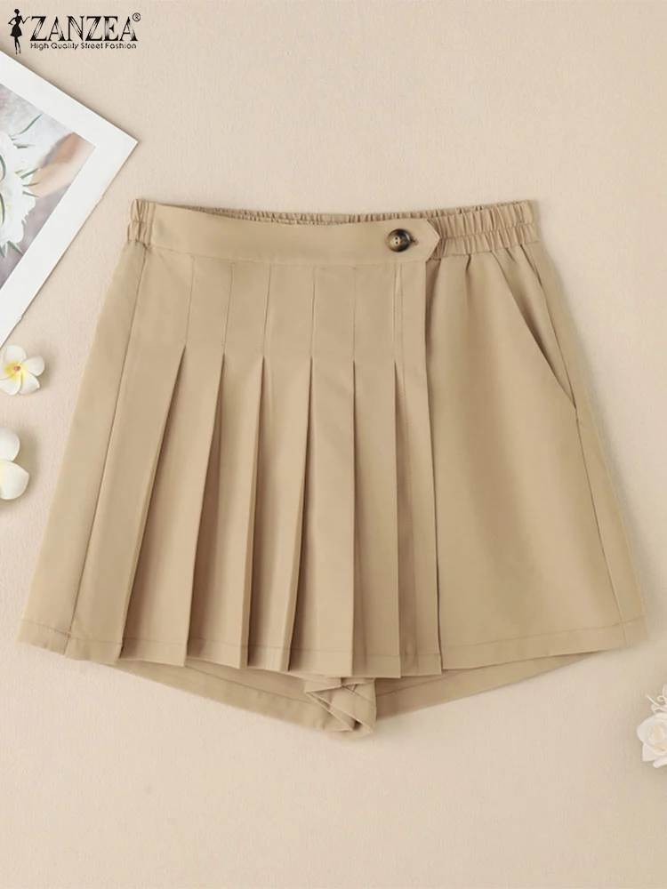 ZANZEA Pleated Shorts Skirts Women Elastic Waist Korean Style Shorts 2025 Summer Solid Color Casual Buttons A-Line Mini Bottoms
ZANZEA Pleated Shorts Skirts Women Elastic Waist Korean Style Shorts 2025 Summer Solid Color Casual Buttons A-Line Mini Bottoms