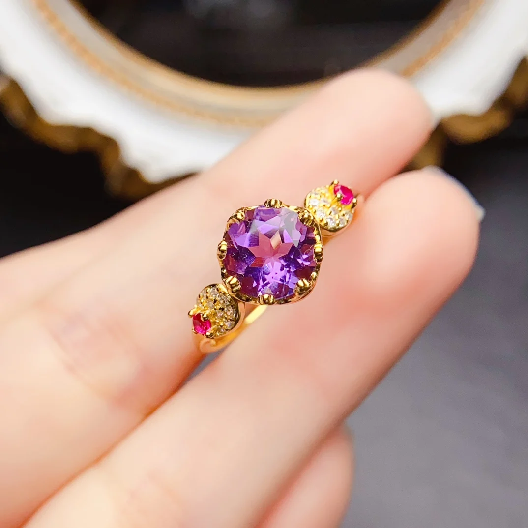 FS 8mm Natural Amethyst Ring S925 Sterling Silver for Women Fine Fashion Charm Weddings Jewelry Certificate MeiBaPJ New
FS 8mm Natural Amethyst Ring S925 Sterling Silver for Women Fine Fashion Charm Weddings Jewelry Certificate MeiBaPJ New
