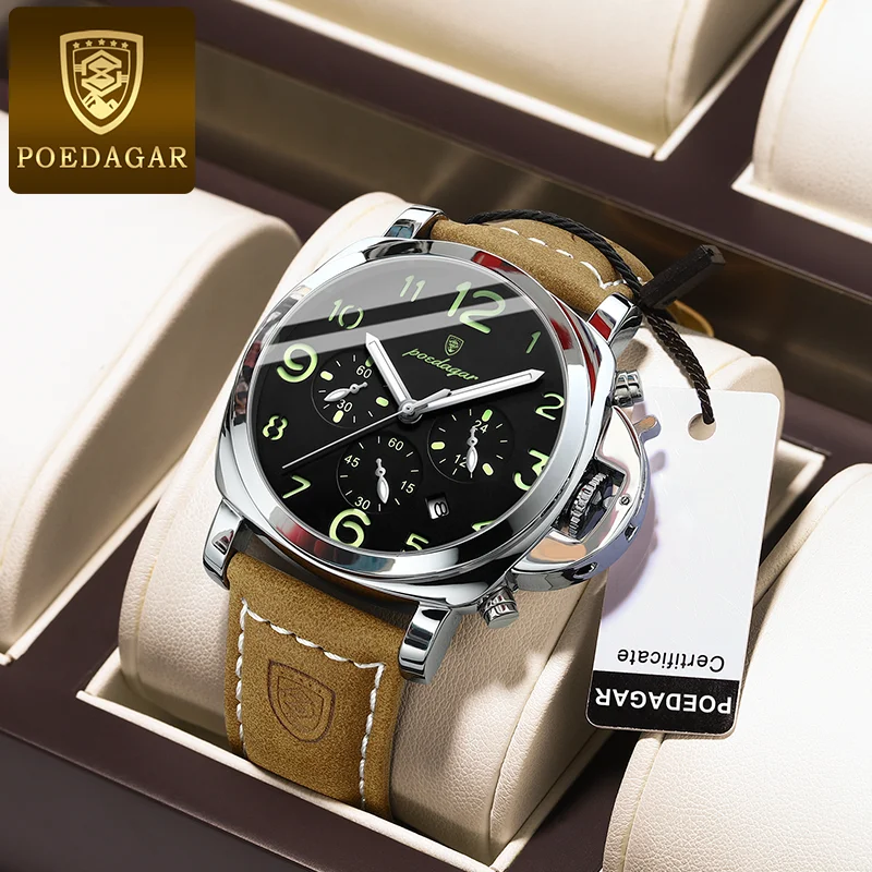 POEDAGAR новые мужские часы с ночником из натуральной кожи с хронометром, студенческие корейские модные кварцевые часы для отдыха, элитные кварцевые часы
POEDAGAR новые мужские часы с ночником из натуральной кожи с хронометром, студенческие корейские модные кварцевые часы для отдыха, элитные кварцевые часы