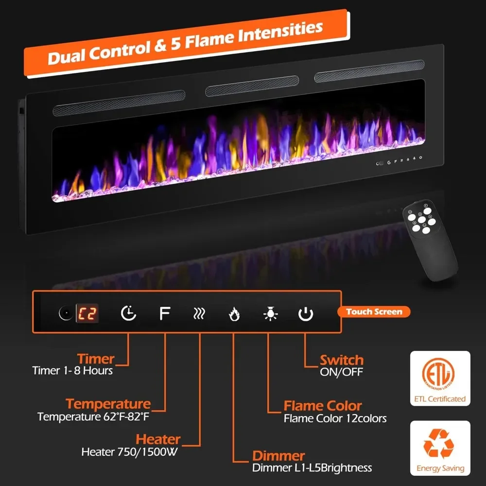 New Product Discount Electric Fireplace Wall Mounted and Recessed with Remote Control, 750/1500W Ultra-Thin Wall Fireplace Heate
New Product Discount Electric Fireplace Wall Mounted and Recessed with Remote Control, 750/1500W Ultra-Thin Wall Fireplace Heate