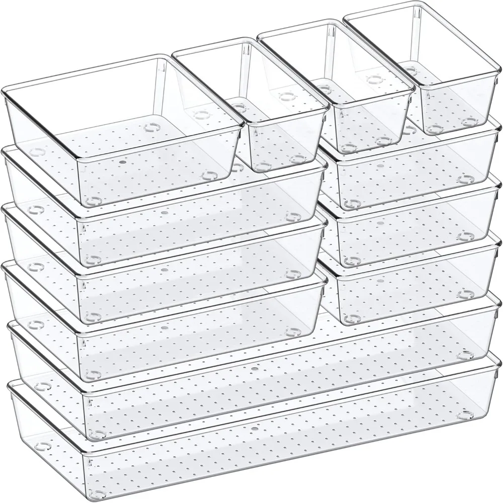 US Shipping Clear Plastic Drawer Organizer Set 12 Pack 4-Size Versatile Trays for Kitchen Bathroom Vanity Makeup Jewelry
US Shipping Clear Plastic Drawer Organizer Set 12 Pack 4-Size Versatile Trays for Kitchen Bathroom Vanity Makeup Jewelry